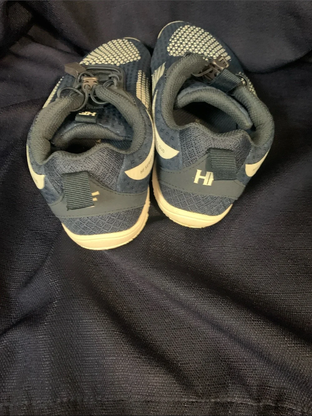 HF Men’s Athletic Shoes in Navy and White with Quick-Pull Closure